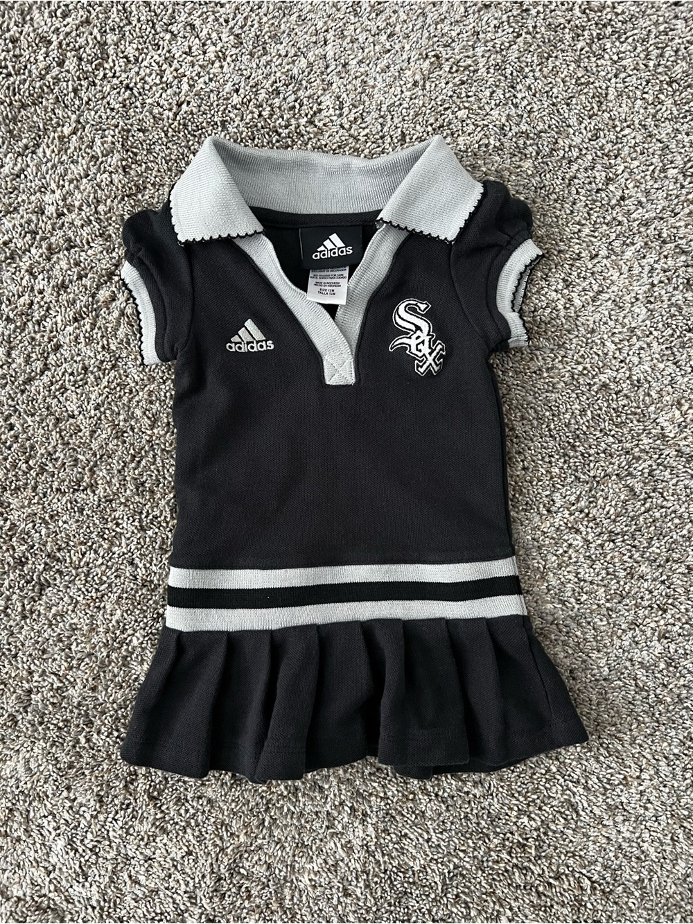 adidas Black and Gray Girls Polo Dress with Chicago White Sox Emblem